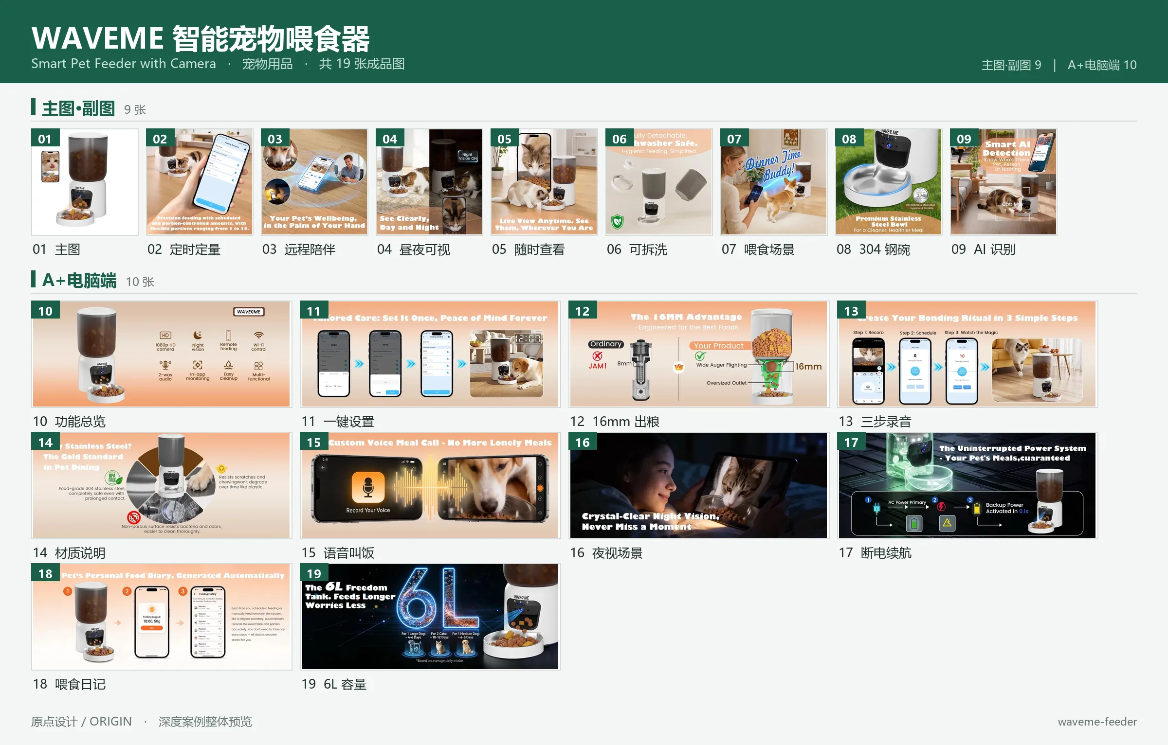 WAVEME 智能宠物喂食器整套亚马逊视觉设计预览